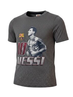 Lionel Messi #10 FC Barcelona Youth L 12 Gray Graphic Soccer Shirt FCB